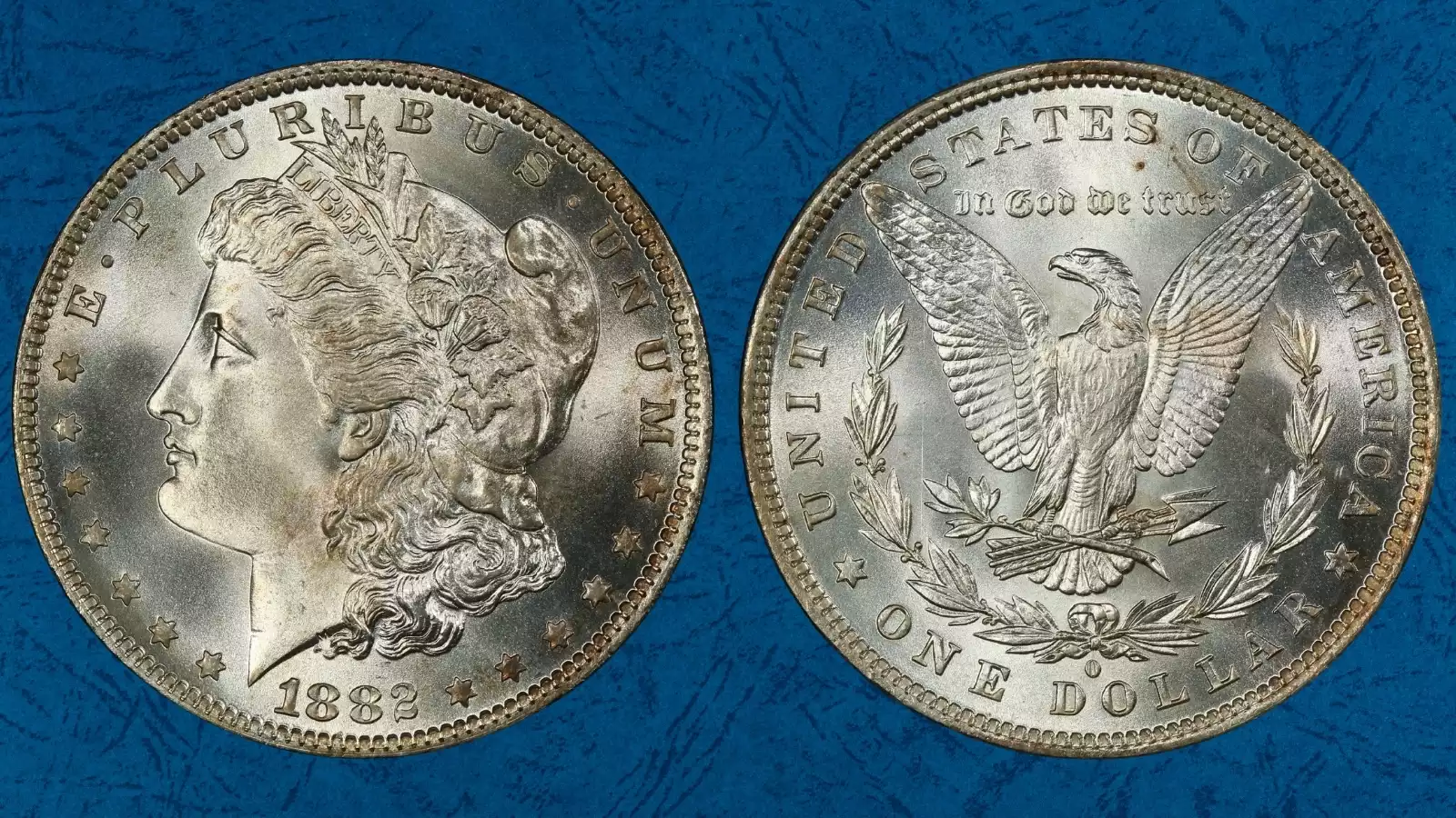 Side-by-side comparison of 1882-O plain mintmark versus 1882-O/S overmintmark showing underlying S crossbar
