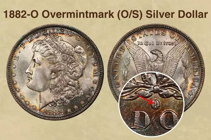 1882-O/S Strong overmintmark close-up showing S crossbar inside the O mint mark